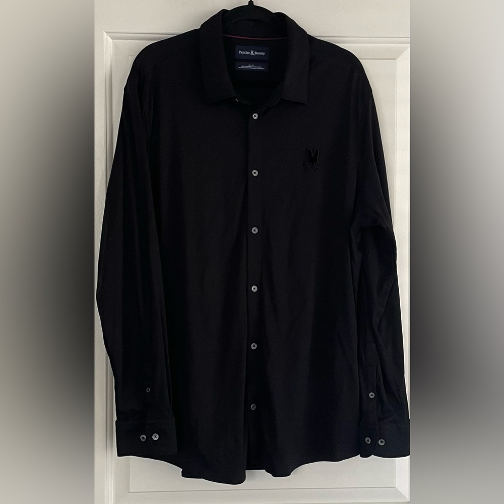 Psycho Bunny Men's Black Button-Down Long Sleeve Shirt